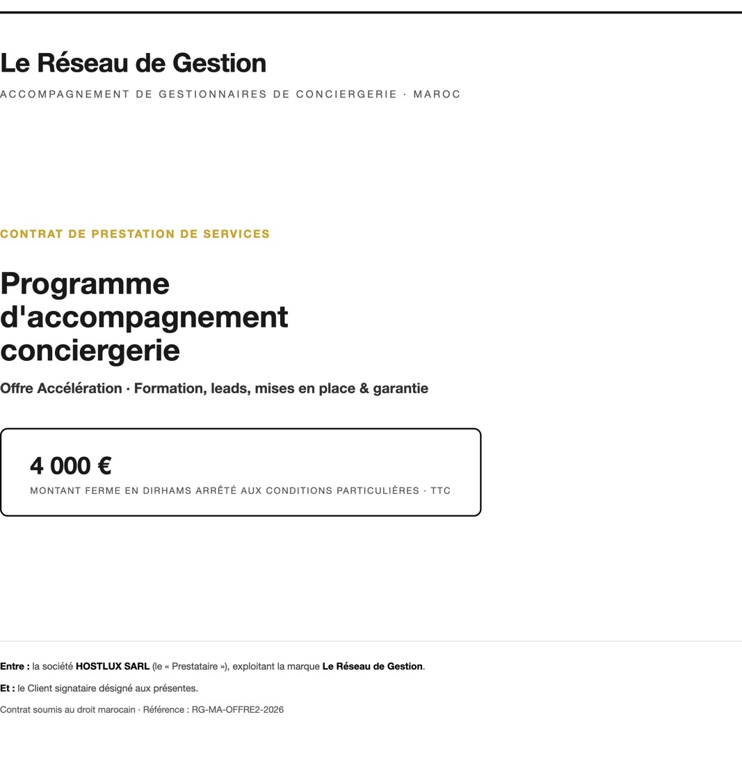 Le contrat du réseau