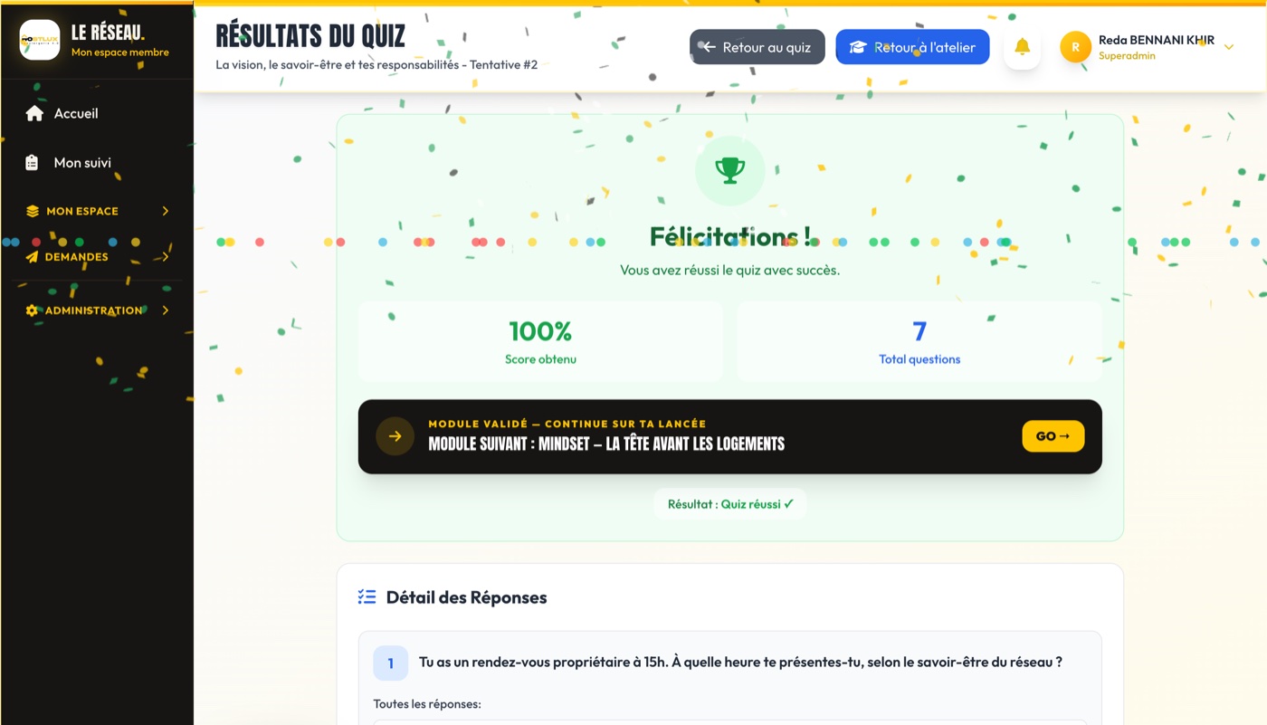 Un quiz validé